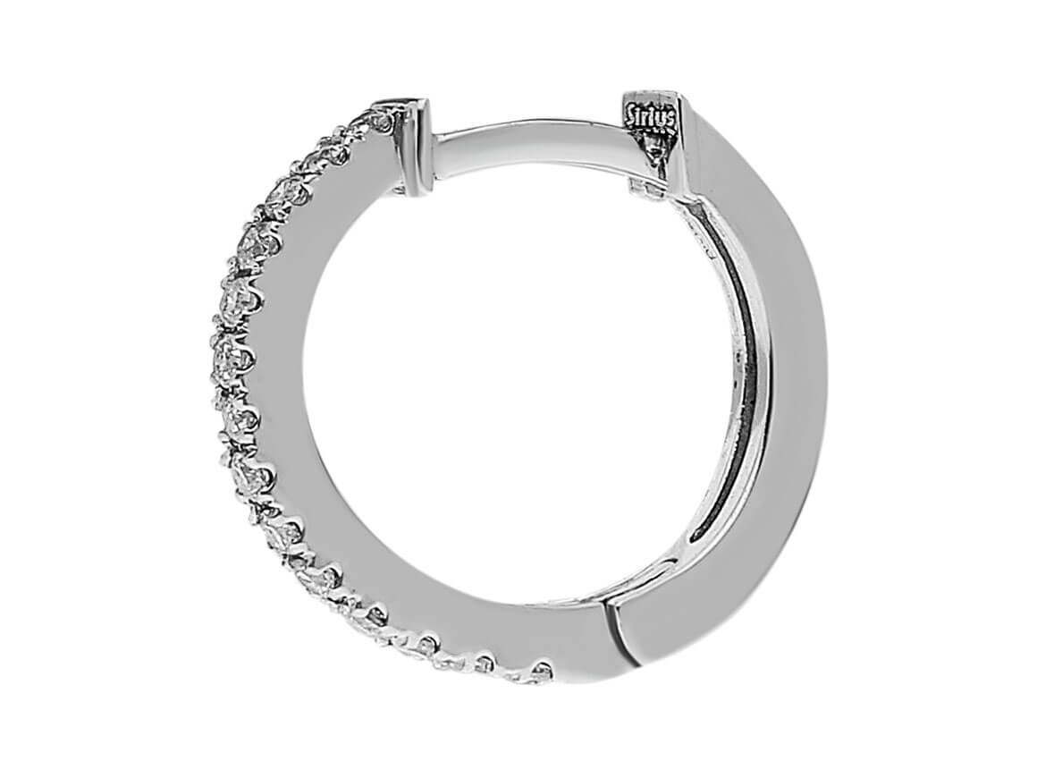 Modern Diamant Creolen Herrenohrring in 585er 14K Weissgold - handgefertigter Diamantschmuck aus Feingold | Sirius Diamant