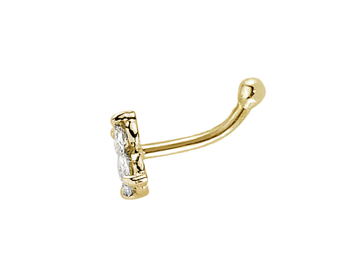 0,11 Carat Diamant Quattro Nasenpiercing in 14 K Gelbgold - 7mm x 4 mm - handgefertigter Diamantschmuck aus Feingold | Sirius Diamant