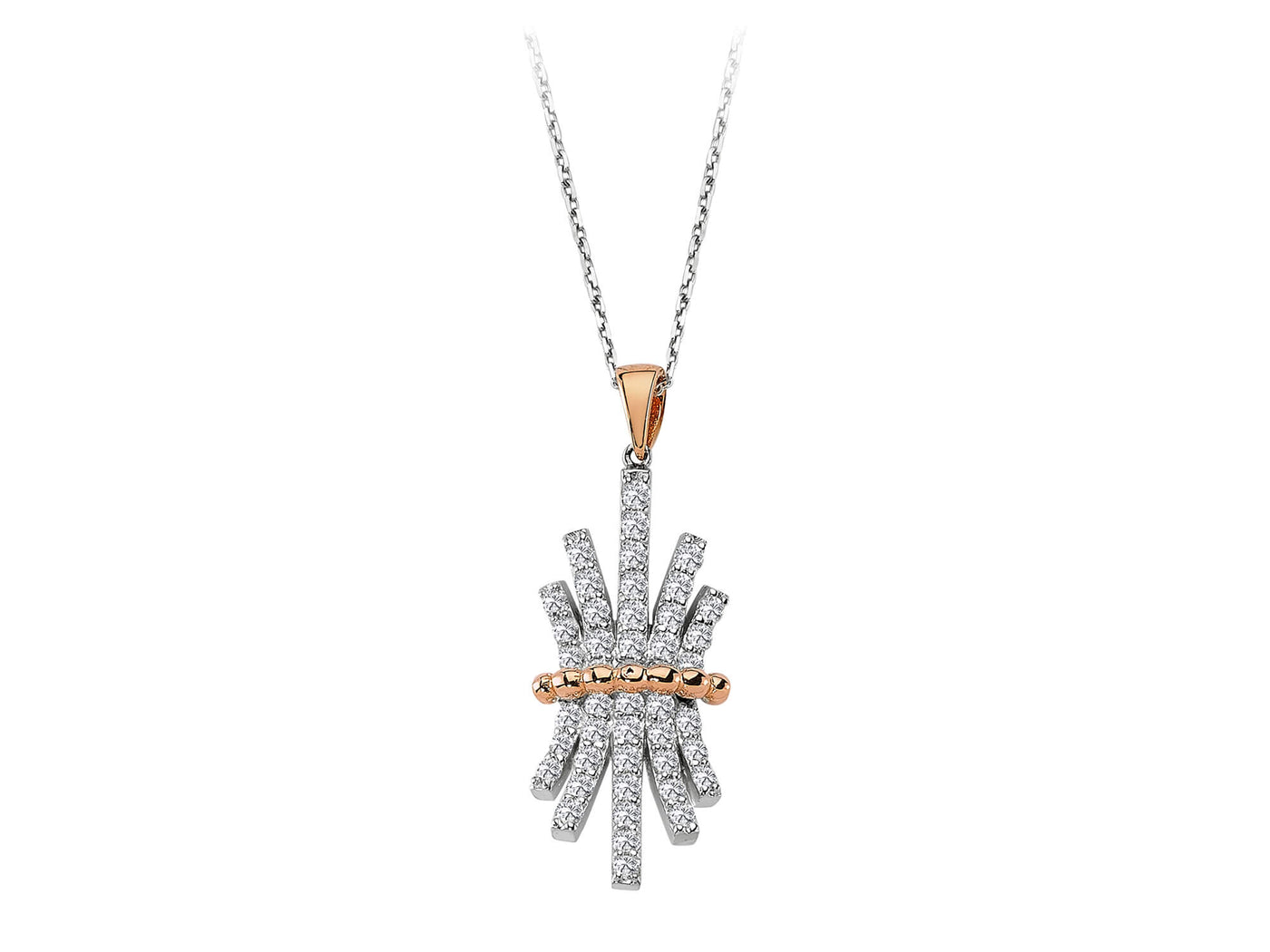 0.98 carat diamond necklace in 585 14 carat red and white gold