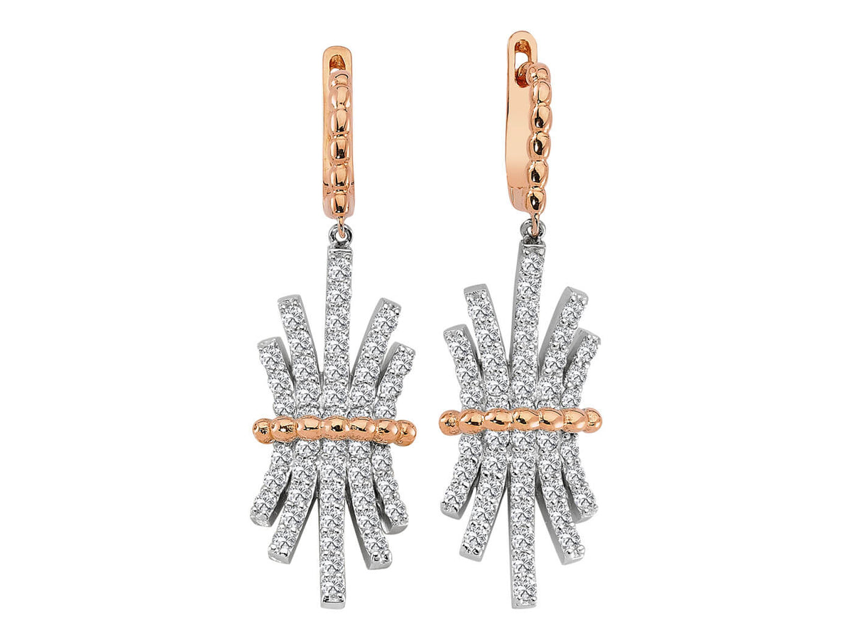 F Farbe 2,00 Gesamtkarat Diamant Ohrhänger in 585er 14 K Rot- und Weißgold - handgefertigter Diamantschmuck aus Feingold | Sirius Diamant