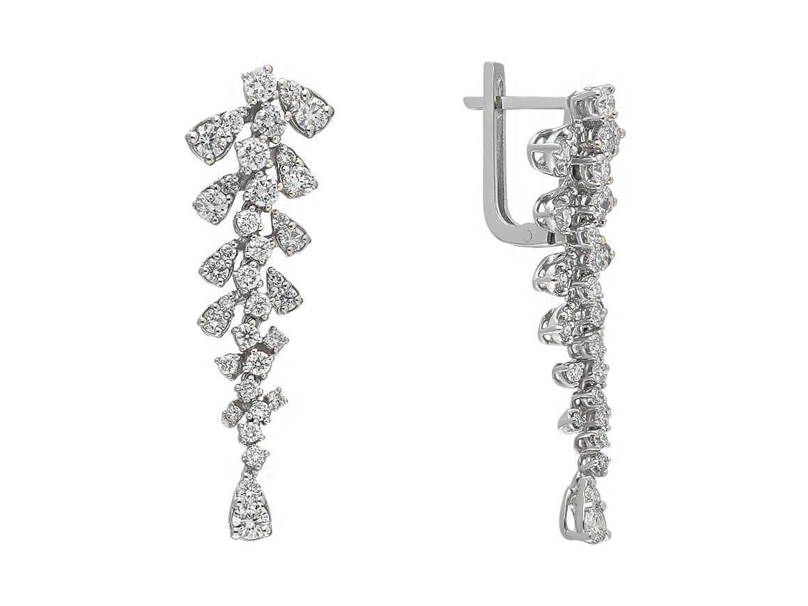 2.36 total carats of diamond Nuse design earrings in 585 14 carat white gold