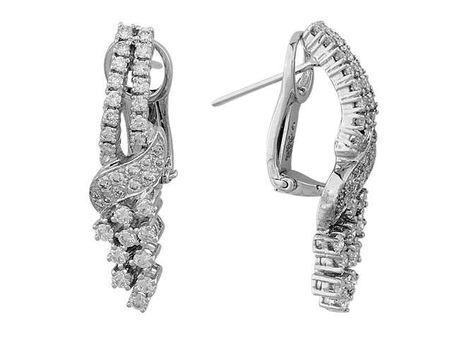 1.88 total carat diamond design earrings in 585 14 carat white gold