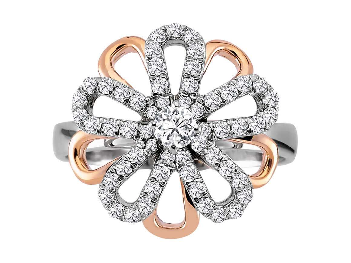 Diamond Two-Tone Daisy Ring