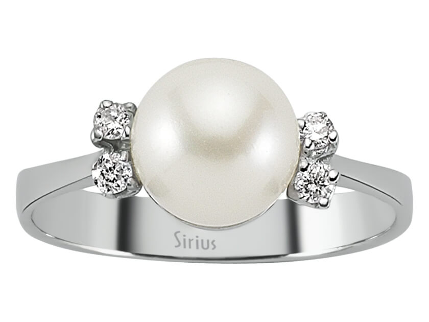Diamant und Perle Damenring - handgefertigter Diamantschmuck aus Feingold | Sirius Diamant