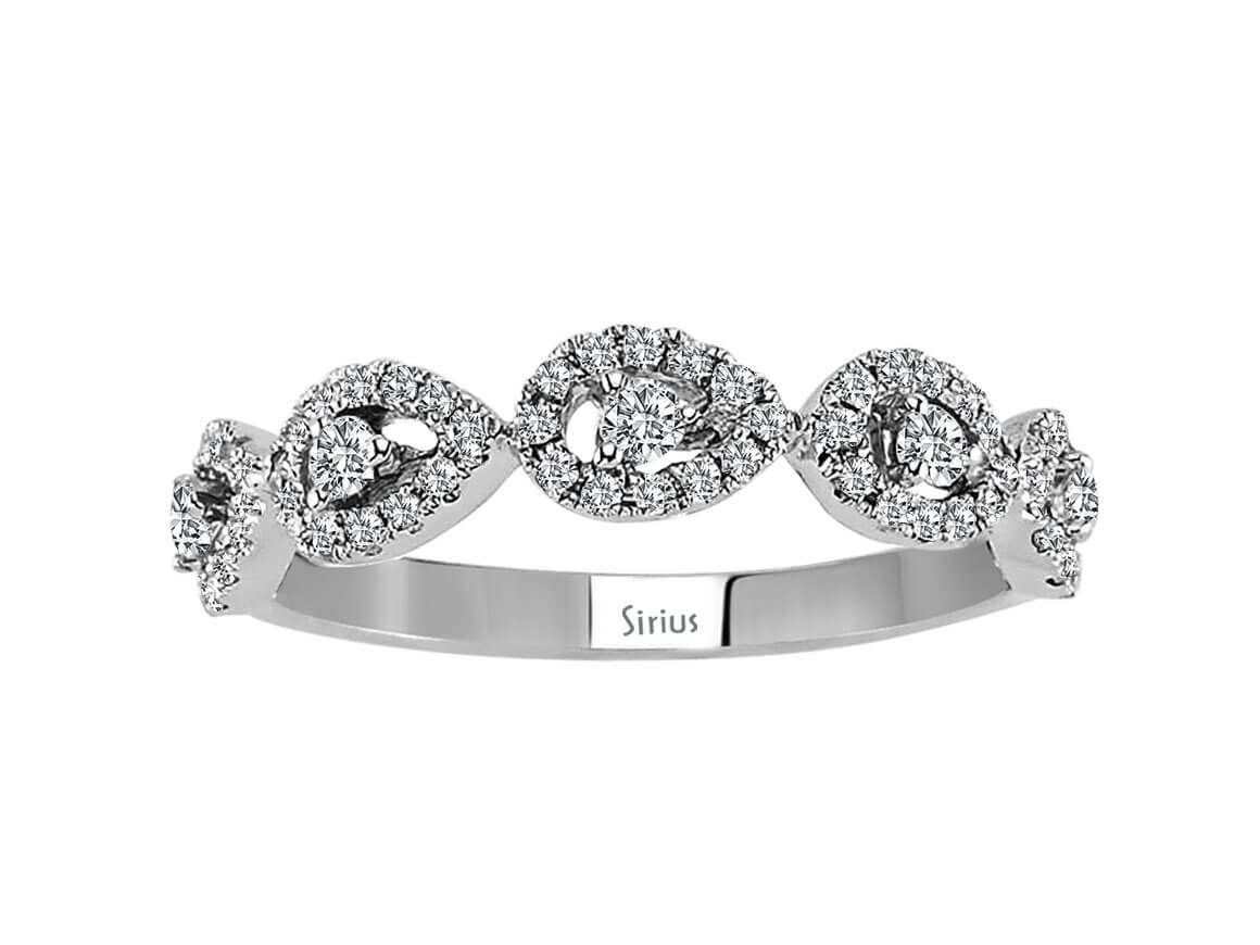 Diamond raindrop ring in 14 carat white gold