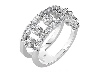 Diamond double rail ring in 18 carat white gold