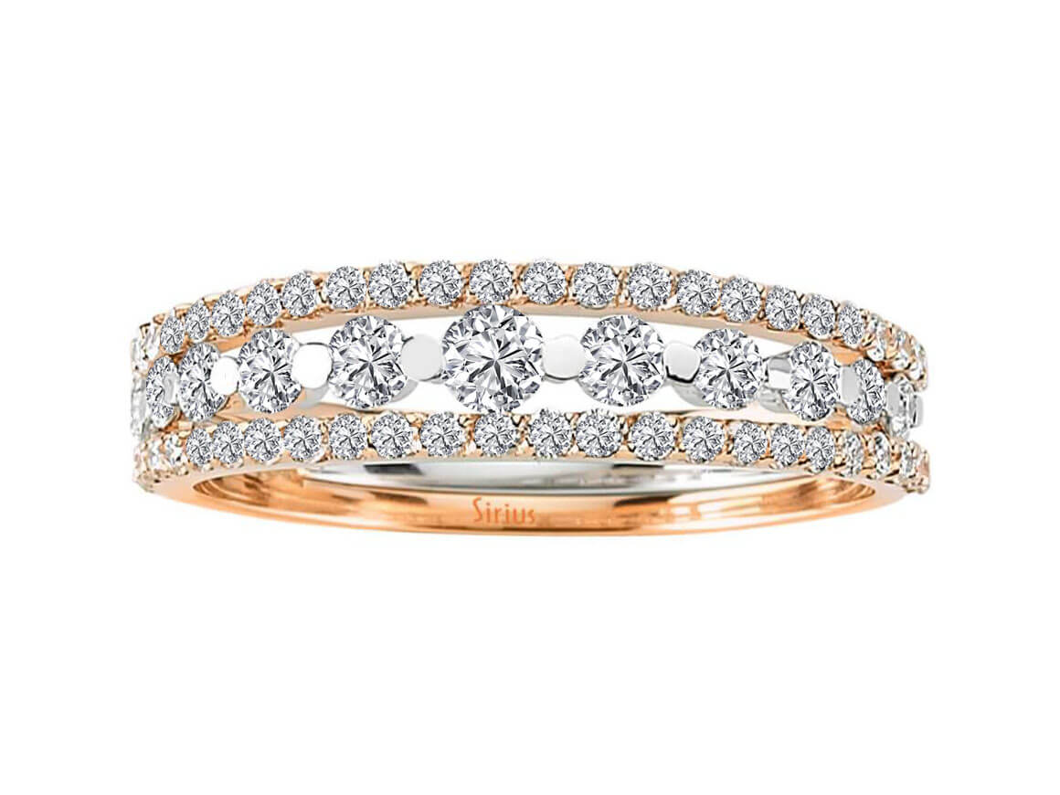 0,40 Gesamtkarat Diamant dreiteiliger Halbrund Allianz in 18 Karat Weißgold - handgefertigter Diamantschmuck aus Feingold | Sirius Diamant