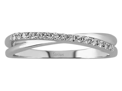 Alliance demi-ronde en or blanc 585 14 carats avec diamants de 0,15 carat