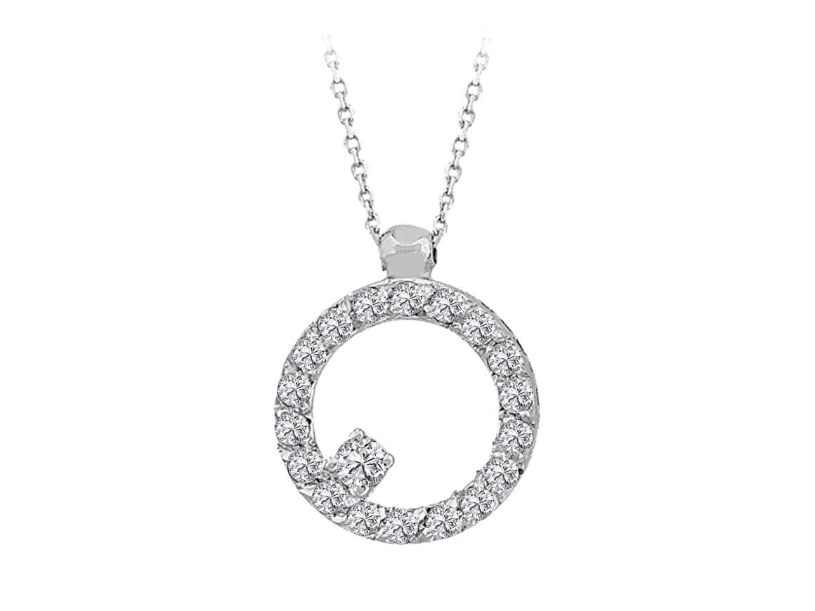 Collier rond en or blanc 585 14 carats avec diamants