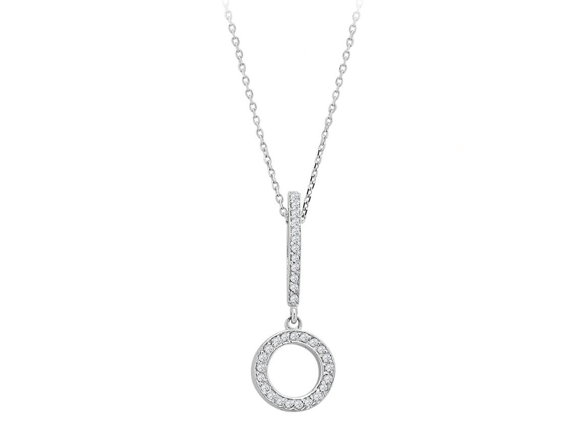 0.13 Carat Diamond Round Necklace in 14 K White Gold