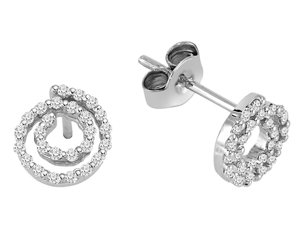 0,25 Carat Diamant Spirale Ohrringe in 585er 14 Karat Weißgold - handgefertigter Diamantschmuck aus Feingold | Sirius Diamant