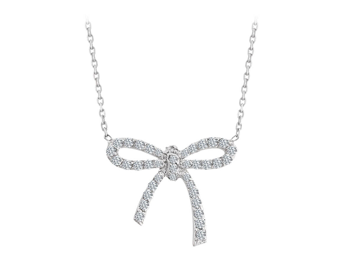 Diamond bow necklace