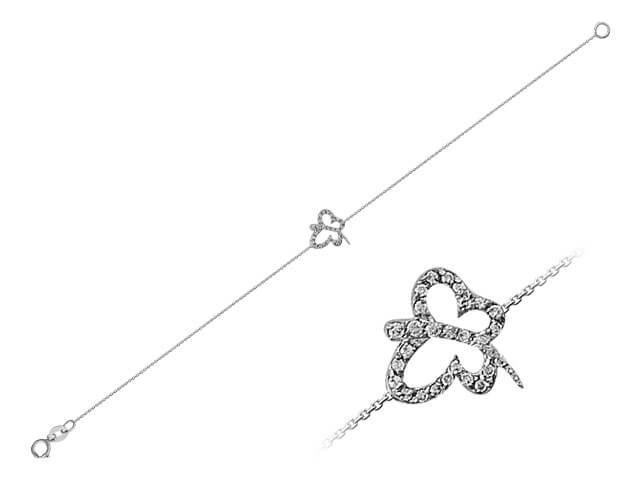 0.11 total carat diamond butterfly bracelet in 14 K white gold