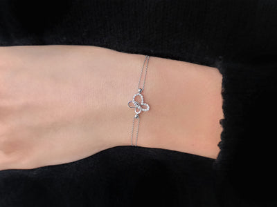 0.07 carat diamond butterfly bracelet in 14K white gold