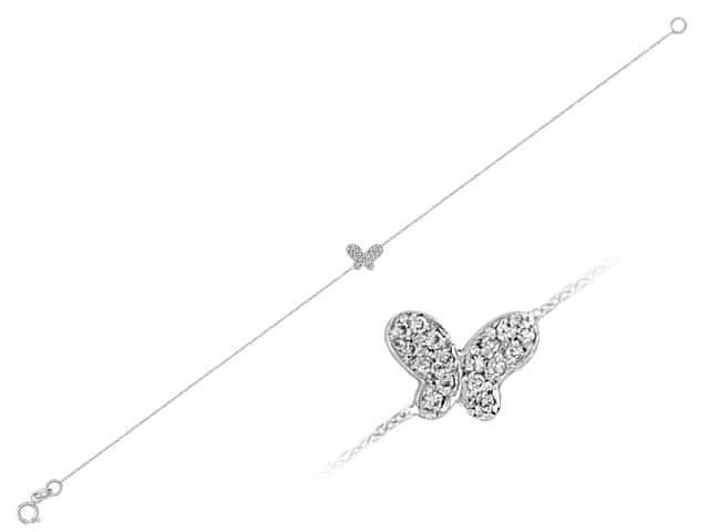 Diamond butterfly bracelet in 18 K white gold
