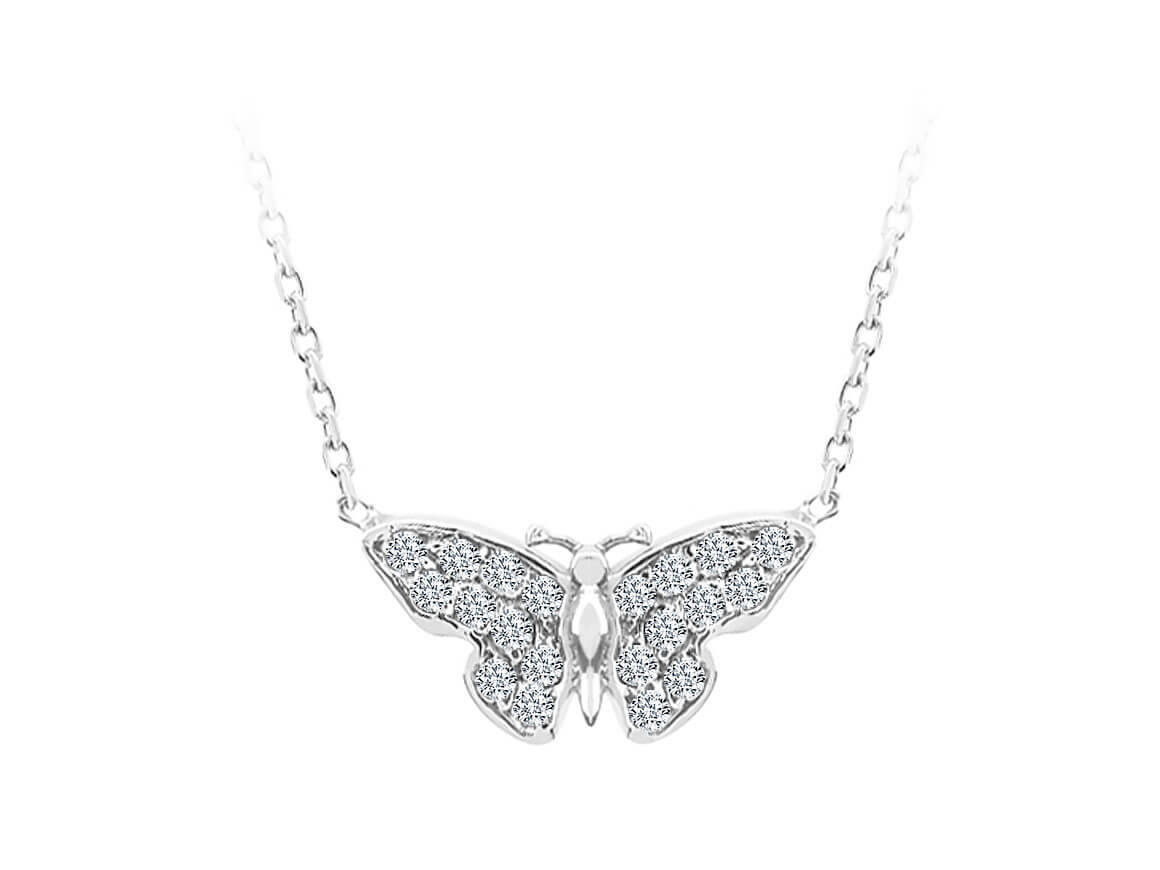 Diamant Schmetterling Collier in 333er 8 Karat Weissgold - handgefertigter Diamantschmuck aus Feingold | Sirius Diamant