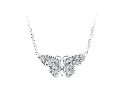 Diamond butterfly necklace in 333 8 carat white gold
