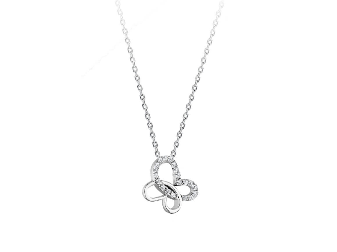 Collier papillon en diamant en or blanc 8 carats