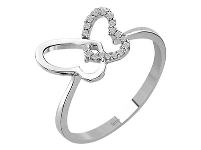 Diamond butterfly ring in 333 8 carat white gold
