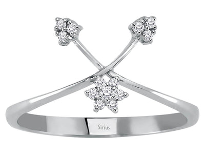 Diamond snowdrop ladies' ring in 18 K white gold