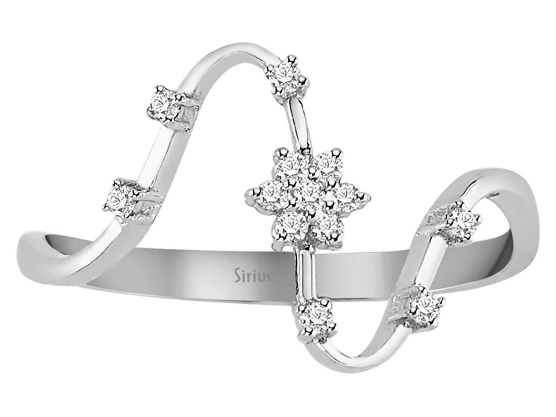 0,15 Karat Diamant Schneeglöckchen Ring in 8 K Weißgold - handgefertigter Diamantschmuck aus Feingold | Sirius Diamant