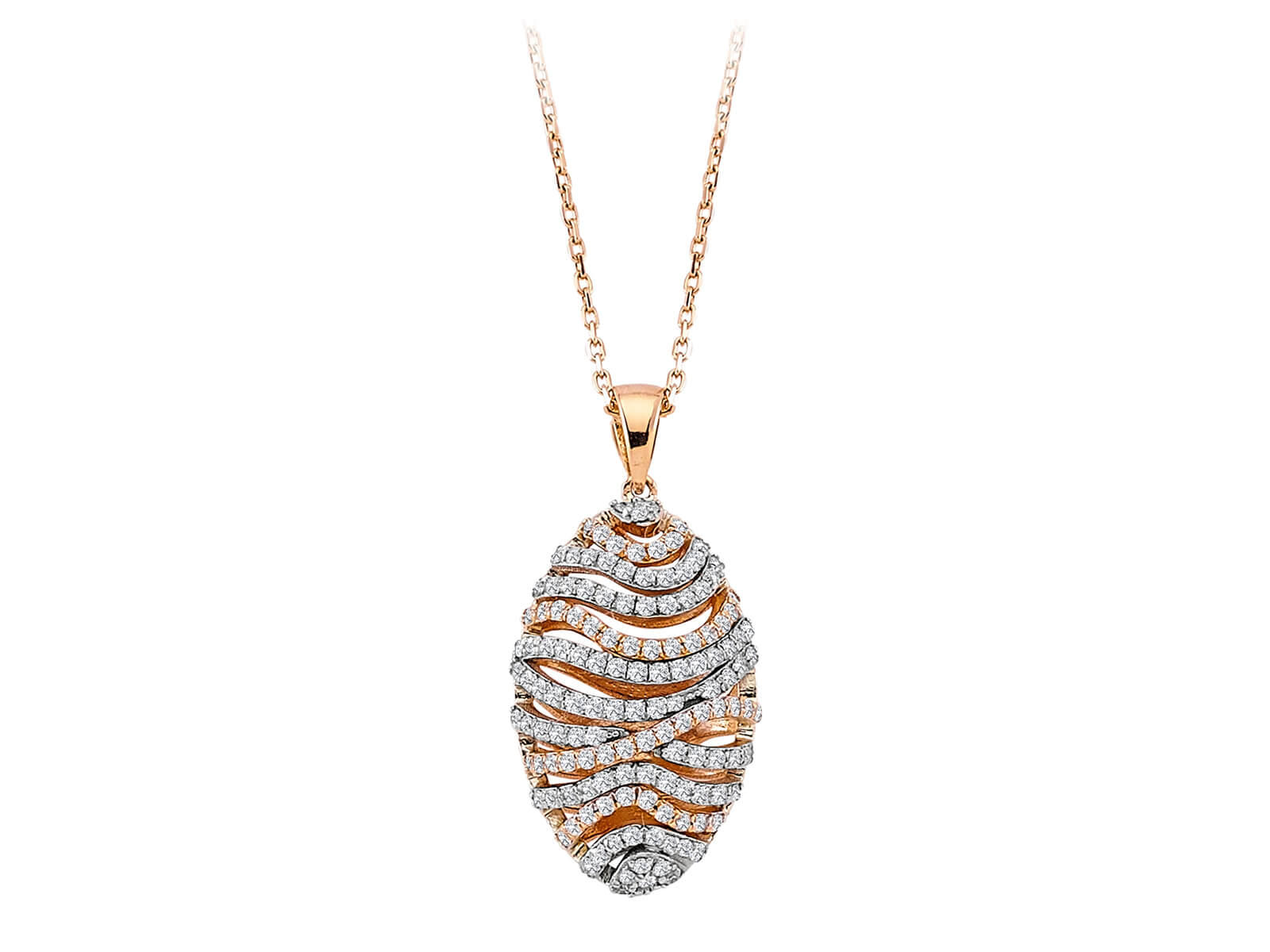 0,68 Carat Diamant Seidenkoken Collier in 585er 14 Karat Rotgold - handgefertigter Diamantschmuck aus Feingold | Sirius Diamant