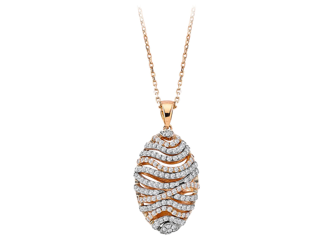 0.68 carat diamond silk necklace in 585 14 carat red gold