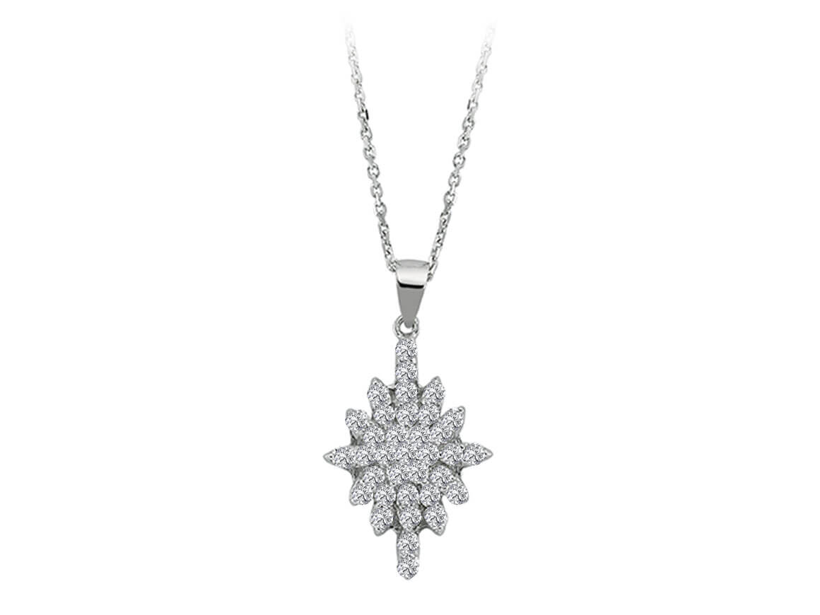 Diamant Sirius Stern Collier in 585er 14 Karat Weißgold - handgefertigter Diamantschmuck aus Feingold | Sirius Diamant