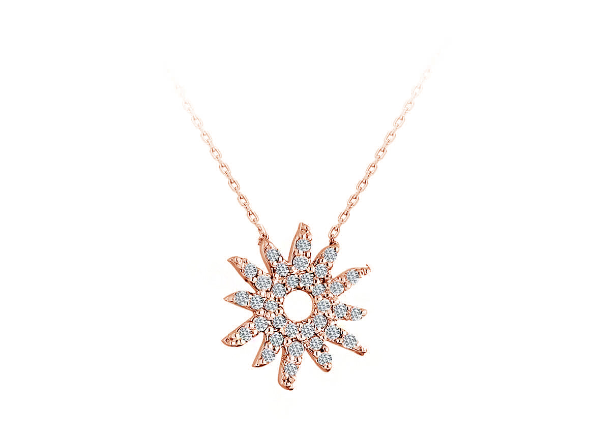 Diamant Sonne Collier - handgefertigter Diamantschmuck aus Feingold | Sirius Diamant