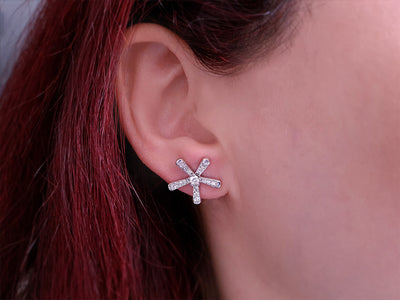 0.53 total carat diamond star earrings in 585 14 carat white gold