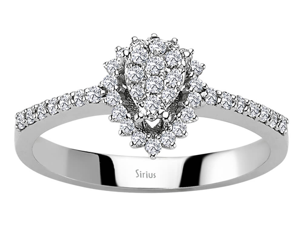 Diamant Tropfen Ring - handgefertigter Diamantschmuck aus Feingold | Sirius Diamant