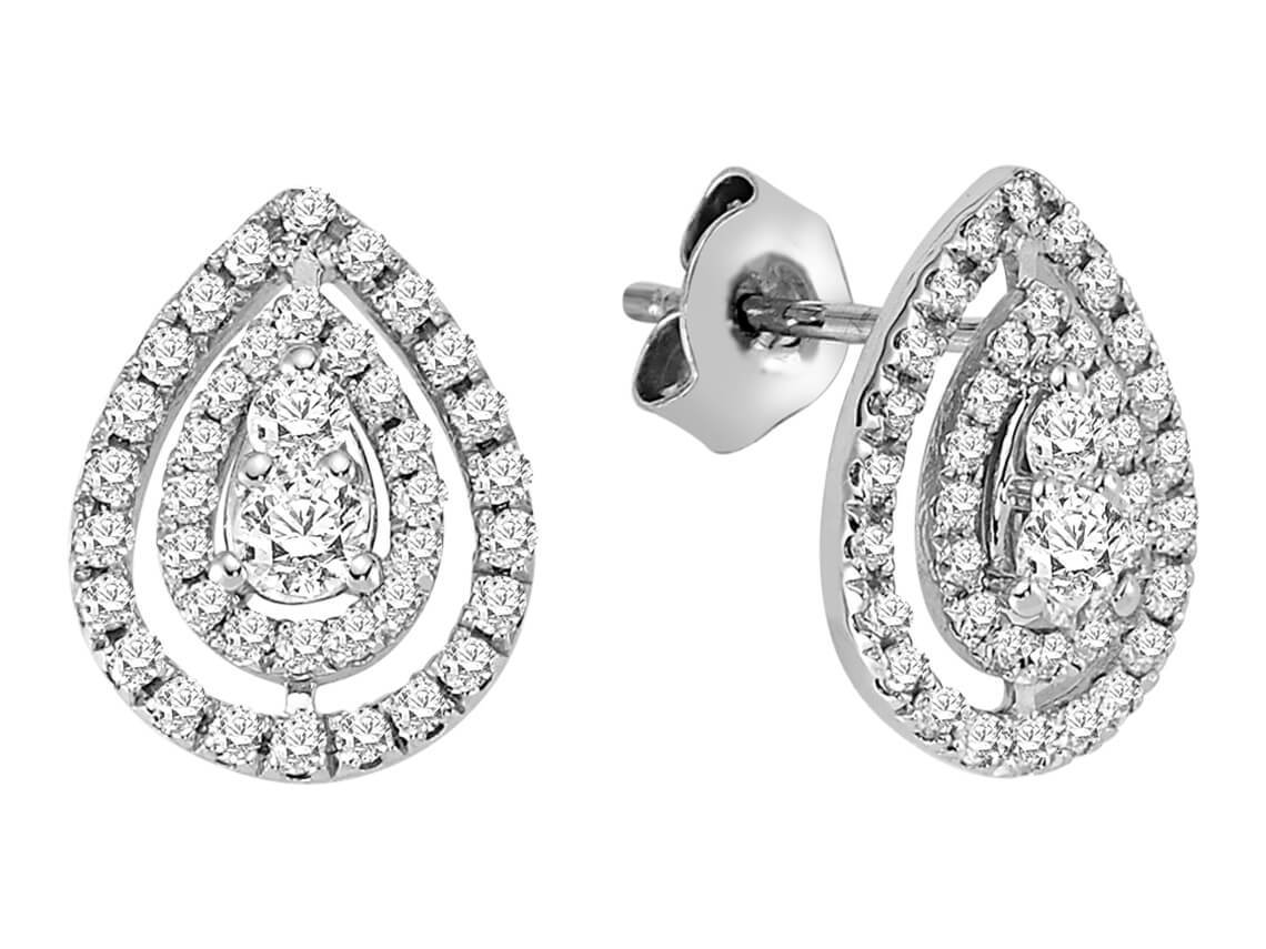Diamond drop earrings in 14 carat white gold