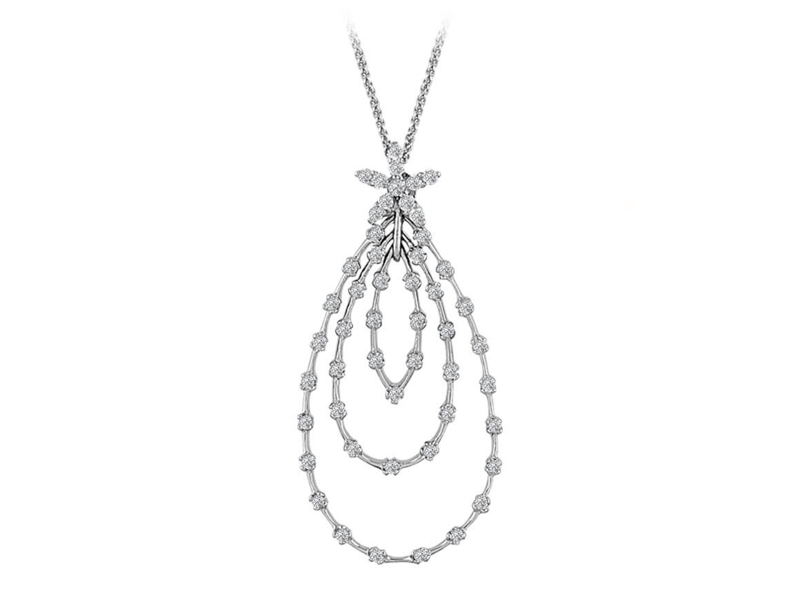 Diamant Tropfen Collier in 585er 14K Weißgold - handgefertigter Diamantschmuck aus Feingold | Sirius Diamant