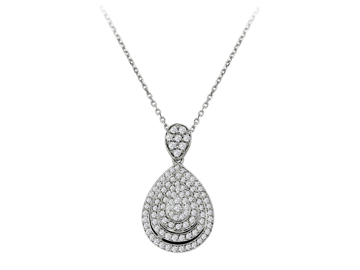 0,42 Karat Diamant Tropfen Collier in 585er 14K Weißgold - handgefertigter Diamantschmuck aus Feingold | Sirius Diamant