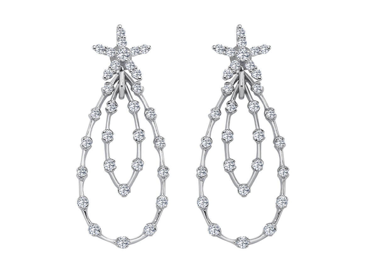 0.91 Gesamtkarat Diamant Tropfen Ohrhänger in 585er 14 Karat Weißgold - handgefertigter Diamantschmuck aus Feingold | Sirius Diamant