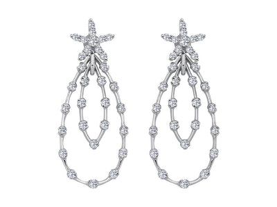 0.91 total carat diamond drop earrings in 585 14 carat white gold