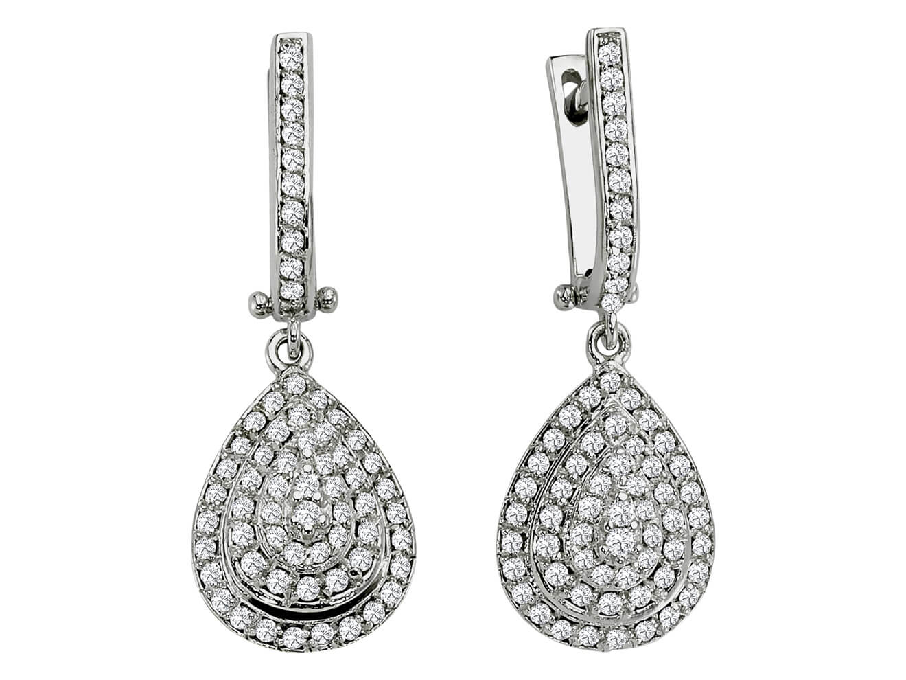 0.51 carat diamond drop earrings in 14 carat white gold