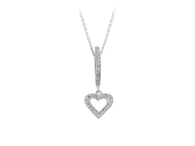 Collier cœur pendant en diamant en or blanc 333 8 carats
