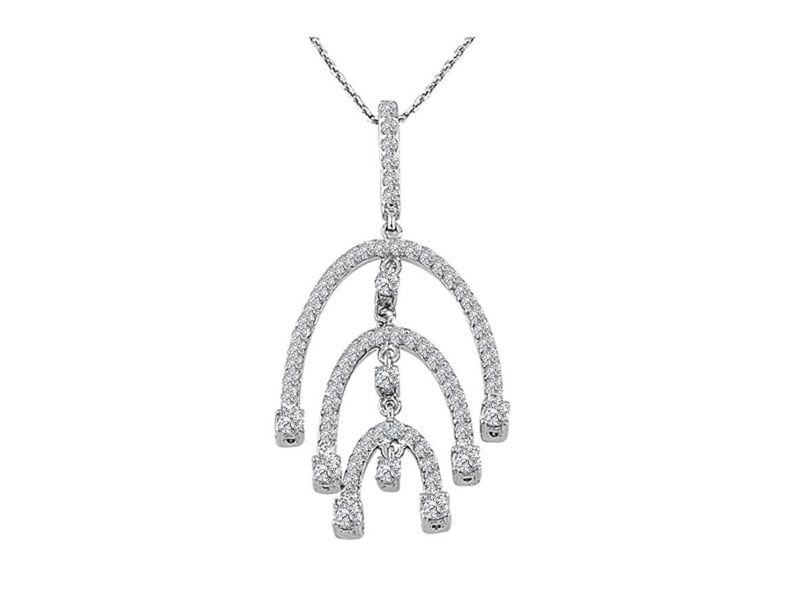 0.90 carat diamond dangling necklace in 14 K white gold