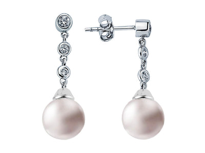 Diamond and pearl earrings in 585 14 carat white gold
