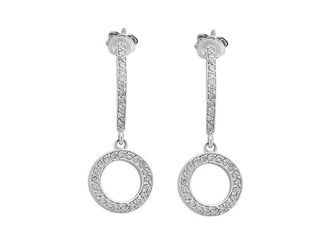 0,26 Karat Diamant Kreis Ohrhänger in 585er 14 K Weißgold - handgefertigter Diamantschmuck aus Feingold | Sirius Diamant