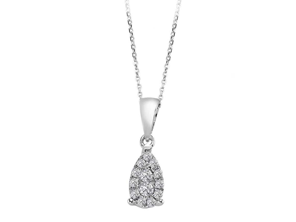 Diamant Wassertropfen Collier in 333er 8 Karat Weißgold - handgefertigter Diamantschmuck aus Feingold | Sirius Diamant