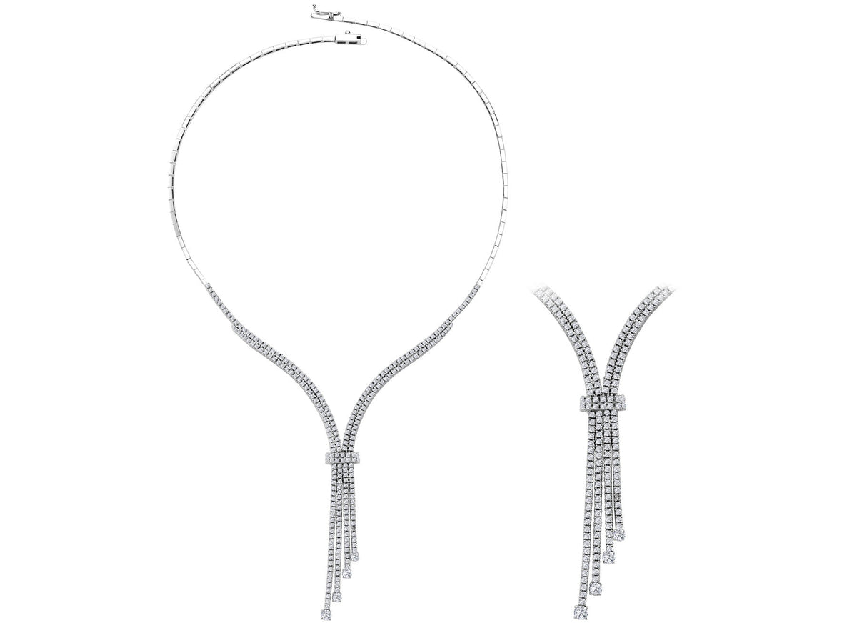 4,79 Karat Diamant Tennis Halskette in 585er 14 Karat Weissgold - handgefertigter Diamantschmuck aus Feingold | Sirius Diamant
