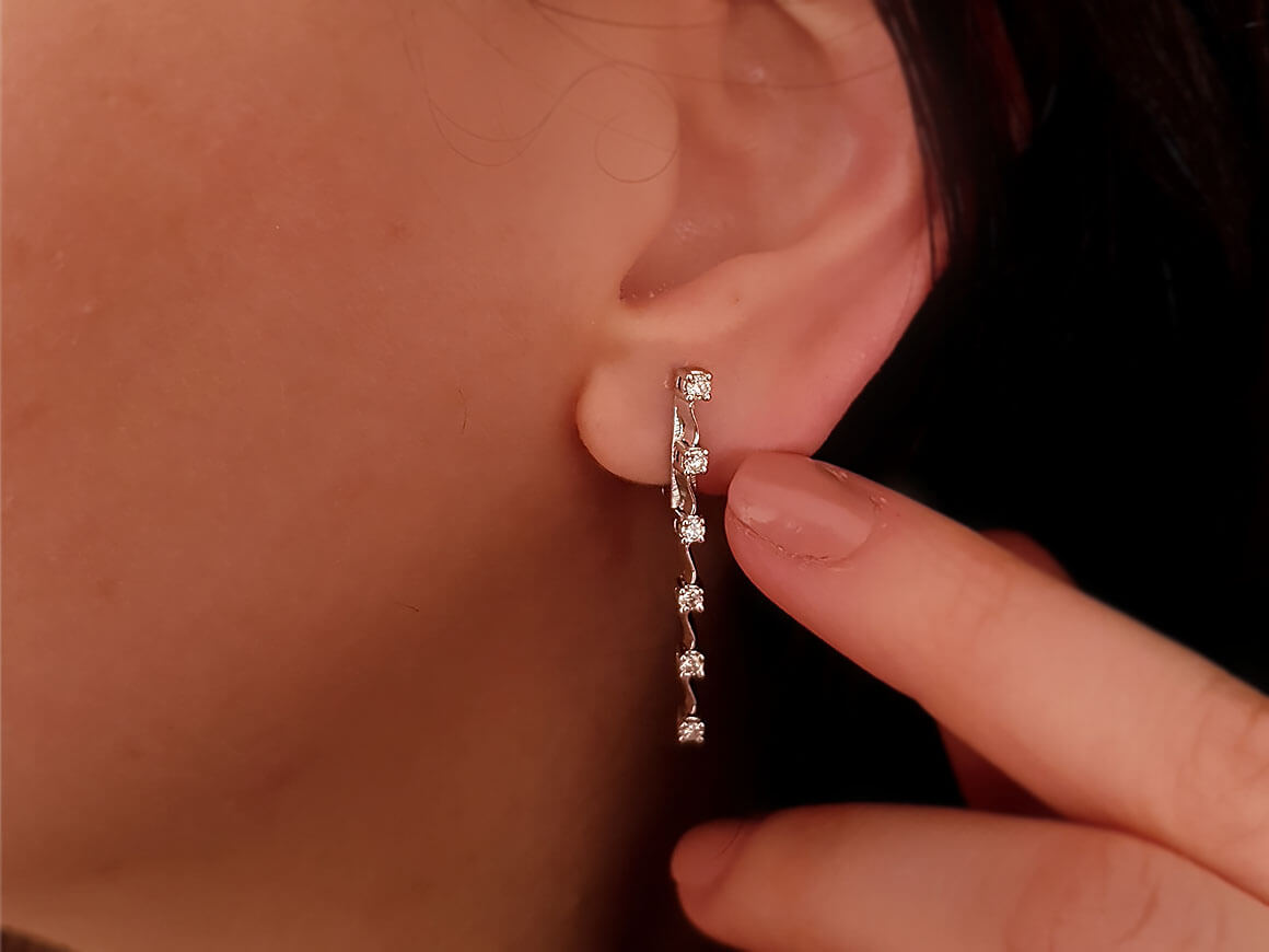 0,48 Karat Diamant Tennis Ohrhänger - handgefertigter Diamantschmuck aus Feingold | Sirius Diamant
