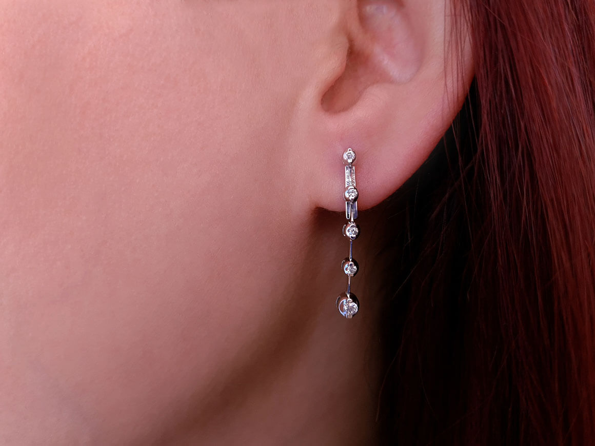 Diamant Tennis Ohrschmuck Ohrhänger  in 18 K - handgefertigter Diamantschmuck aus Feingold | Sirius Diamant