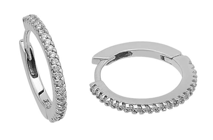 G Farbe 0,21 Carat Diamant Dünne Creolen in 585er 14 Karat Weißgold – handgefertigter Diamantschmuck aus Feingold | Sirius Diamant