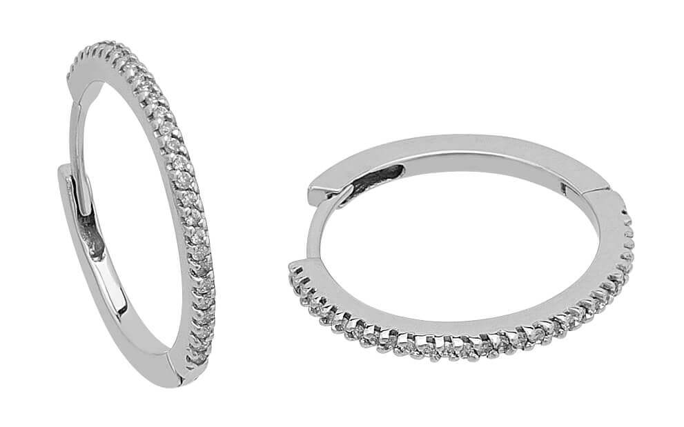 G Farbe 0,22 Carat Diamant Dünne Creolen in 585er 14 Karat Weißgold - handgefertigter Diamantschmuck aus Feingold | Sirius Diamant