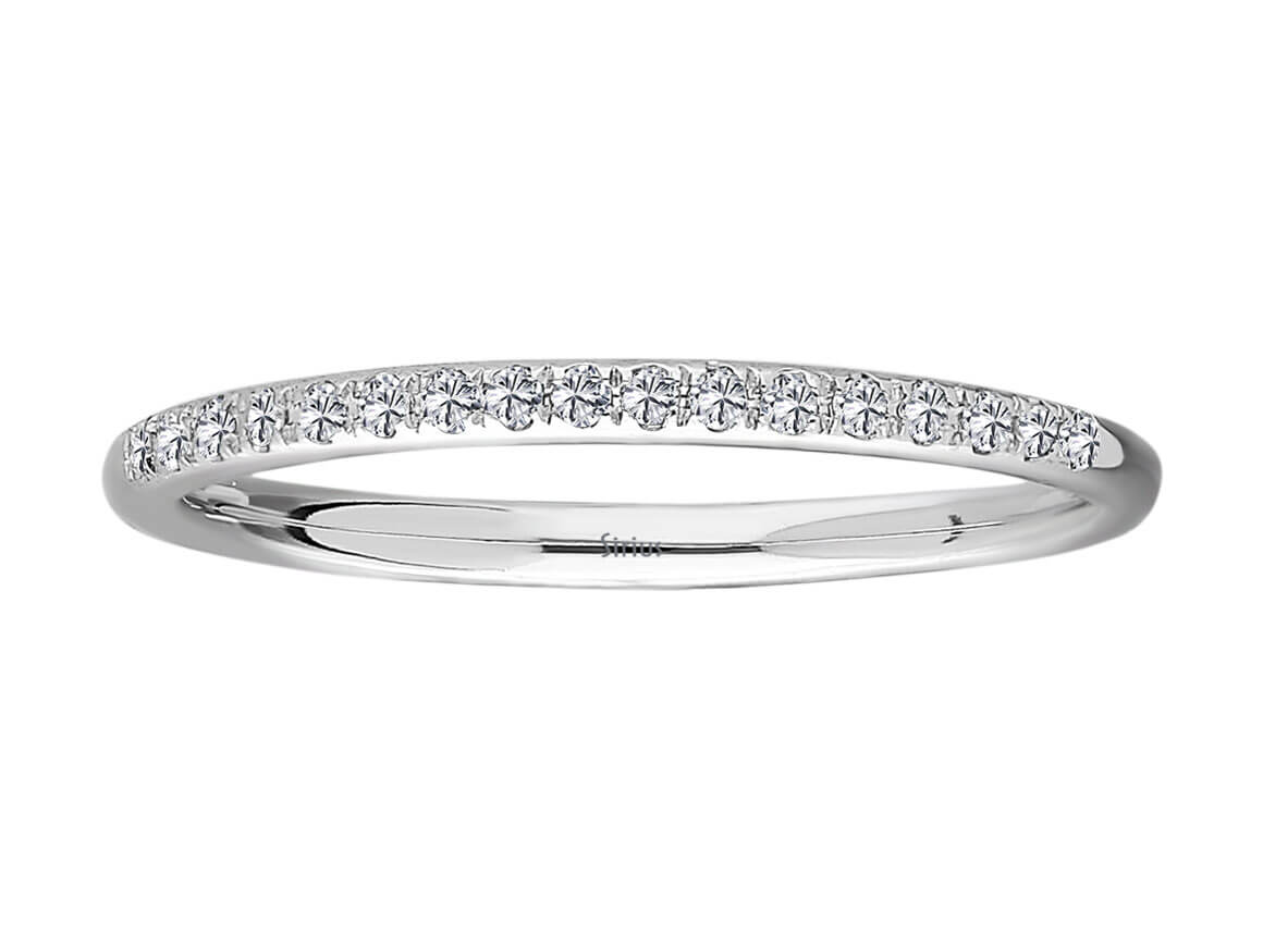0.09 carat diamond half-round alliance in 585 14K gold white gold
