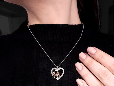 0.21 carat diamond mother's heart necklace
