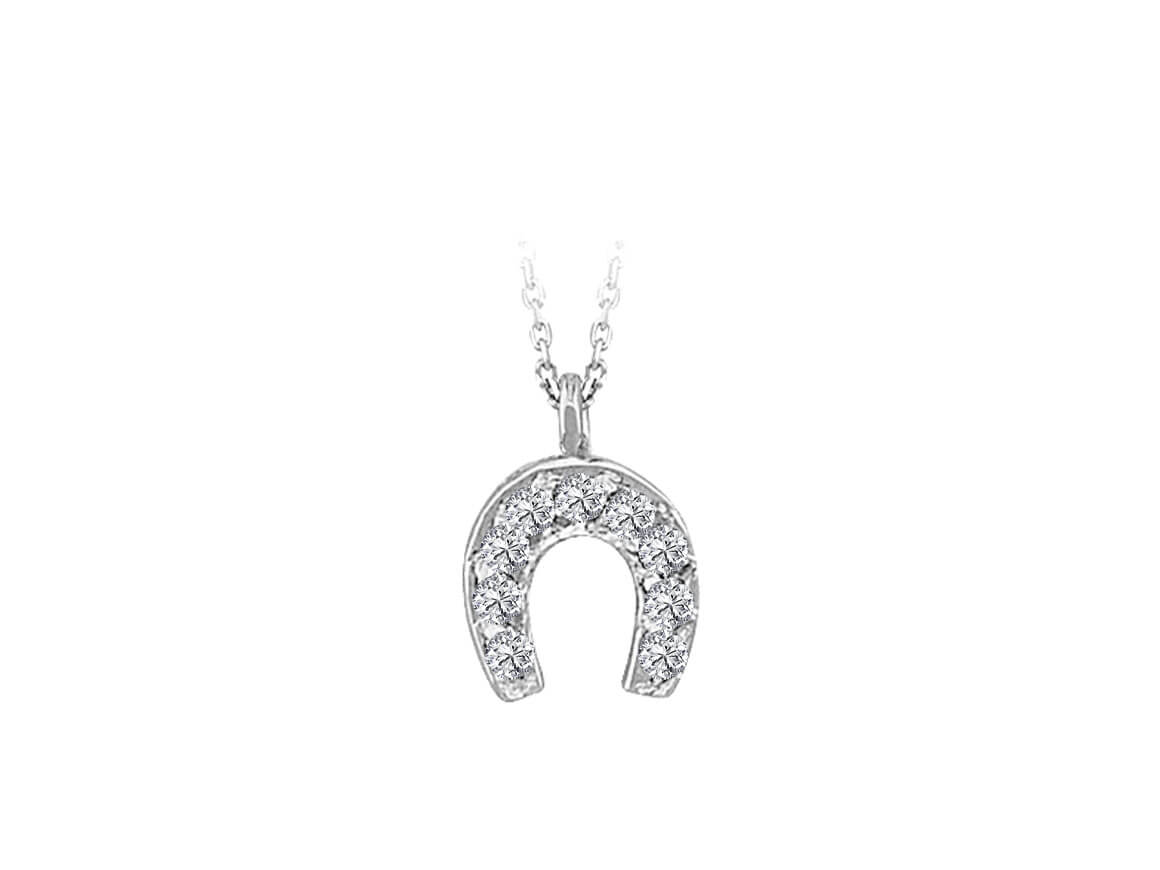 0,05 Karat Diamant Hufeisen Collier in 585er 14 Karat Weißgold - handgefertigter Diamantschmuck aus Feingold | Sirius Diamant